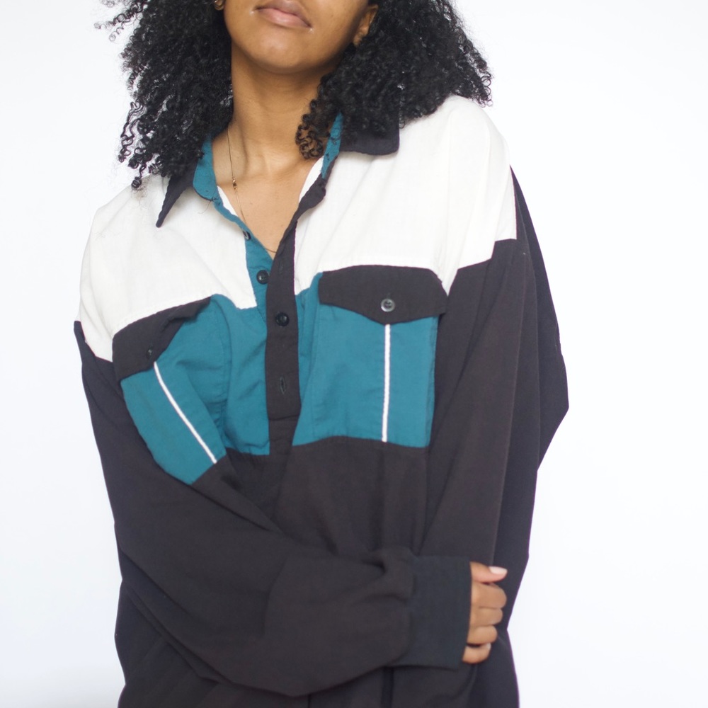 Vintage 80’s Long Sleeve Half Button Top